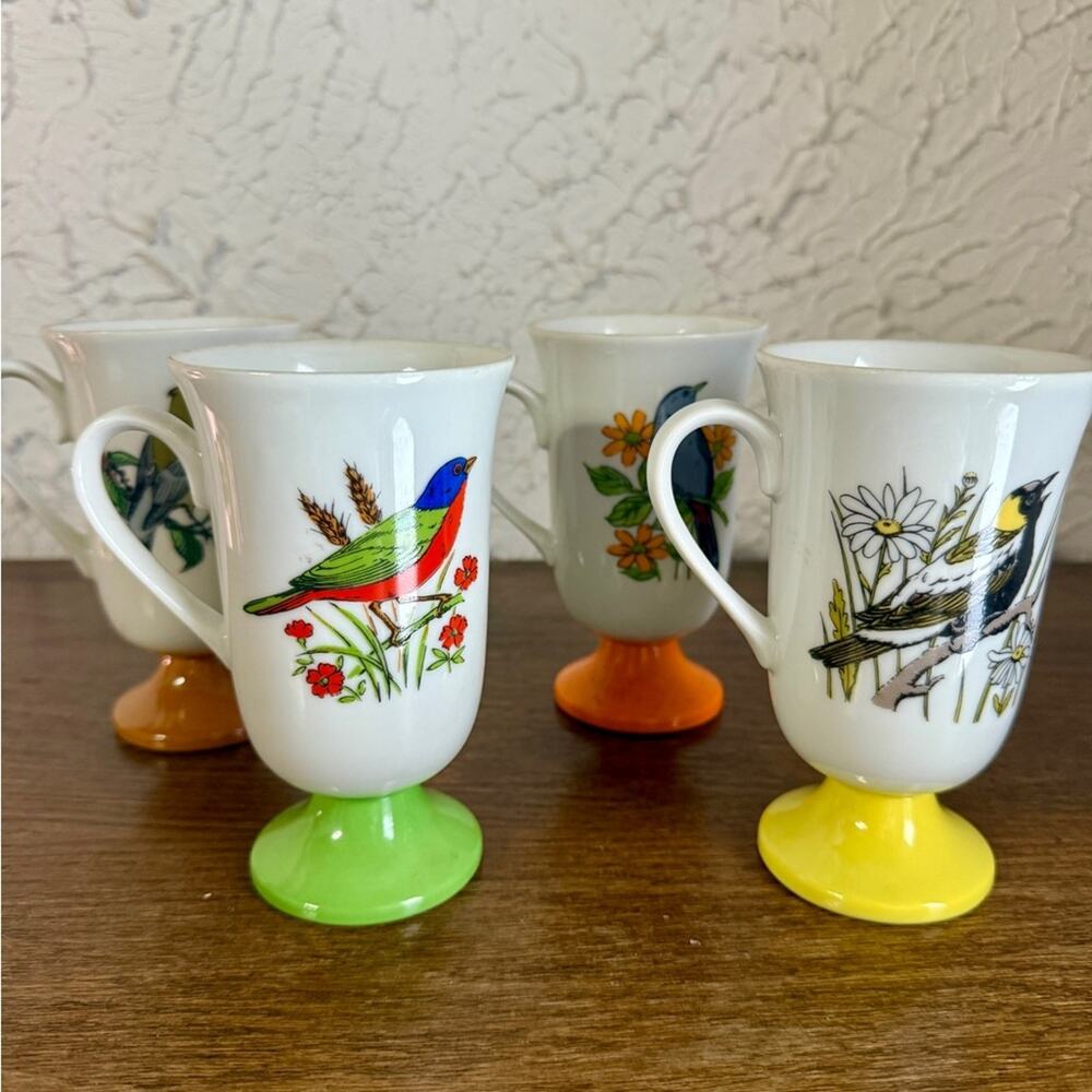 Colorful Bird Design Ceramic Mugs - Set of 4 - Picture 6 of 6